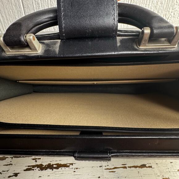 Schlesinger Black Leather Trim Attache Briefcase Combination Locking File Doctor - Picture 10 of 14